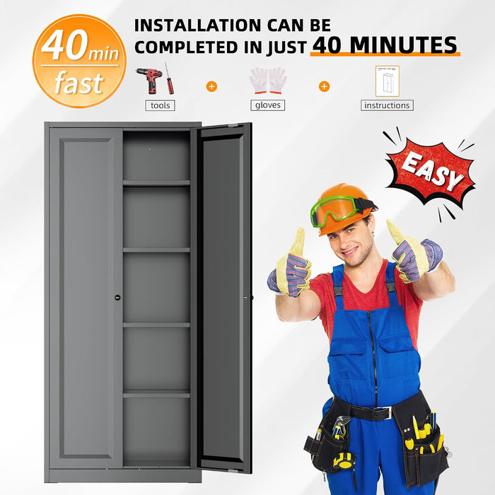 SixtyThreeInch MatteBlack Pantry Cabinet TwinDoors