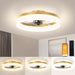 Low Profile Ceiling Fans with Lights and Remote,15.7In Modern Ceiling Fan Flush Mount, 3000K-6500K Dimmable Bladeless LED Fan Light,Gold Fandelier Ceiling Fans with Lights for Bedroom