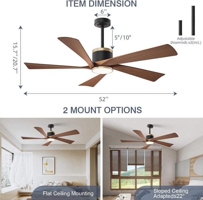 52 Inch Indoor Outdoor Ceiling Fan With Dimmable Led Lights