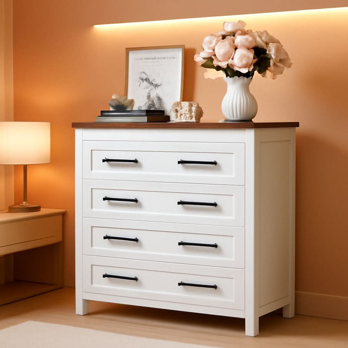 White Dresser Tall for Bedroom,Wooden 5 Drawer Dresser for Nursery,Chest of Drawers for Bedroom, Closet Storage Organizer for Living Room, Hallway, Closet (Brown&White)