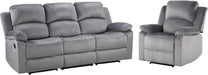 Manual Reclining Couch Set for Living Room, Include 1 Recliner Chair, 3 Seat Sofa, Soft Microfiber Recliner Sofa Furniture Set for Home and Office, Grey
