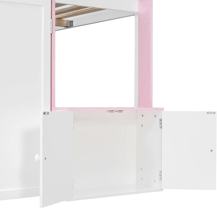 Luxurious White Fullsize Alderwood Loft Bed Playhouse