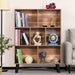 7 Cube Bookshelf 3 Tier Modern Bookcase with Legs,Wood Book Shelves Storage Organizer Shelf,Free Standing Bookcases,Oak Display Bookshelves