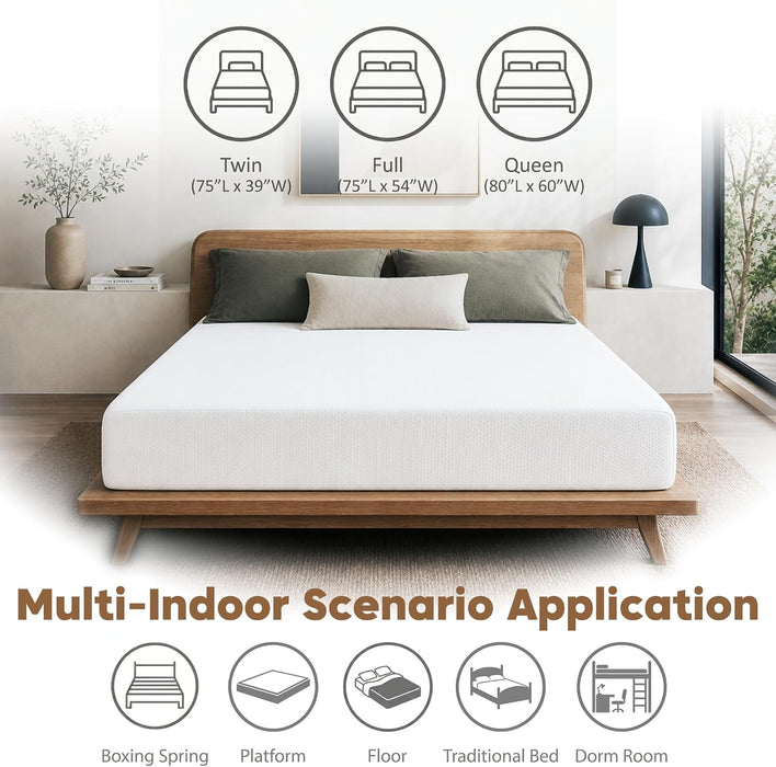 Twin Mattress, 10 Inch Memory Foam Twin Size Mattress, Bed in a Box, Medium