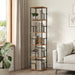 Rotating Corner Bookshelf Five Tier WalnutWoodFinish