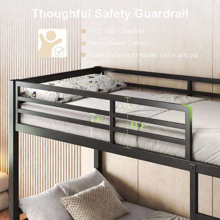Twin Over Twin Metallic Bunk Bed VintageRusticBrown