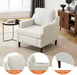 Mid Century Linen Beige Upholstered Accent Armchair