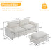 Convertible Sectional Sofa with Chaise L Shaped Couch with Ottoman Reversible 2-Seat Sofa Sectional Couch Sets for Apartment Teddy White