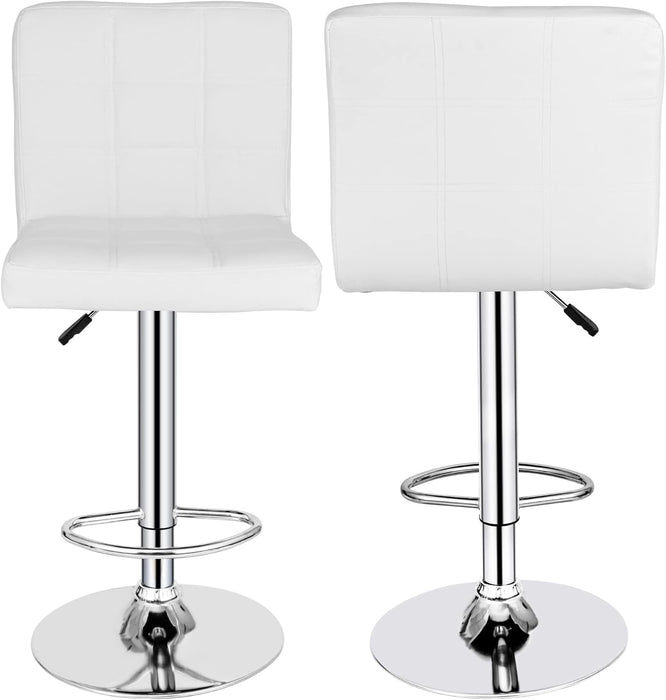 X-Large Bar Stools - Counter Chairs Adjustable Counter Height Swivel Barstools Set of 4, Square PU Leather Kitchen Counter Height Bar Stools, Kitchen Island Chairs,White