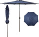 9FT Lyon Outdoor Patio Umbrella Outdoor Table Umbrella with Push Button Tilt and Crank Market Umbrella 8 Sturdy Ribs UV Protection Waterproof for Garden Deck Backyard Pool Dark Blue