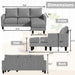 Convertible Sectional Sofa Couch, Modern Linen Fabric L-Shaped Couch 3-Seat Sofa Sectional with Reversible Chaise for Small Living Room, Apartment and Small Space, Light Gray