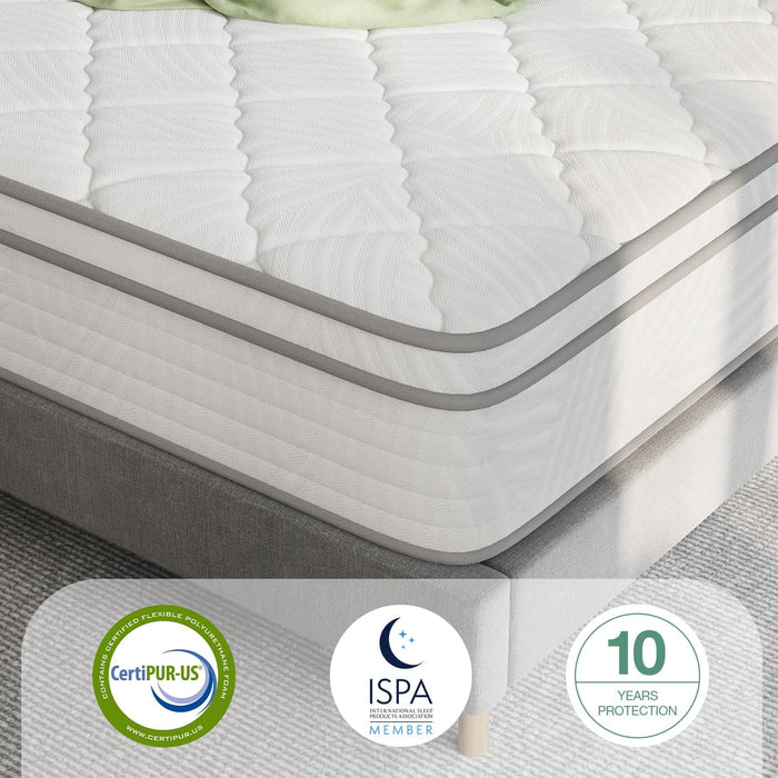 10 Inch Twin Mattress, Hybrid Mattress Twin Size with Comfortable Foam & Individually Pocket Spring, Twin Size Mattresses in a Box for Back Pain Relief & Support, Certipur-Us Certified