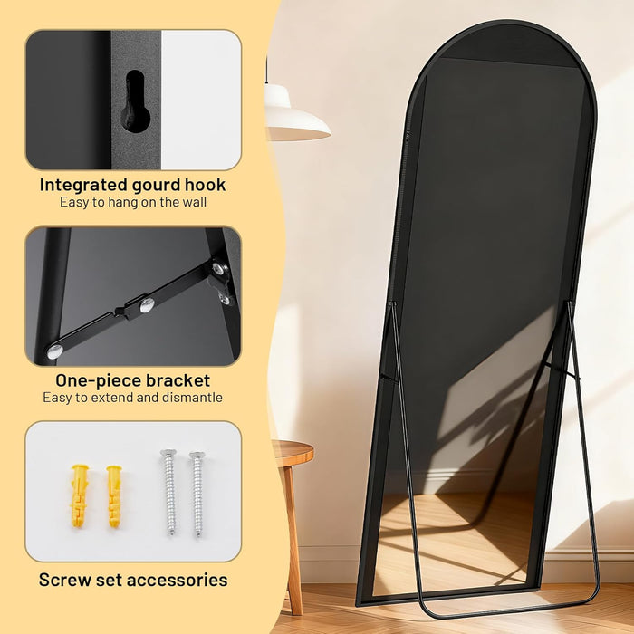 Arched Full Length Mirror, 71"X26"Large Floor Mirrors, for Wall Door Bedroom Bathroom Living Room (Black)