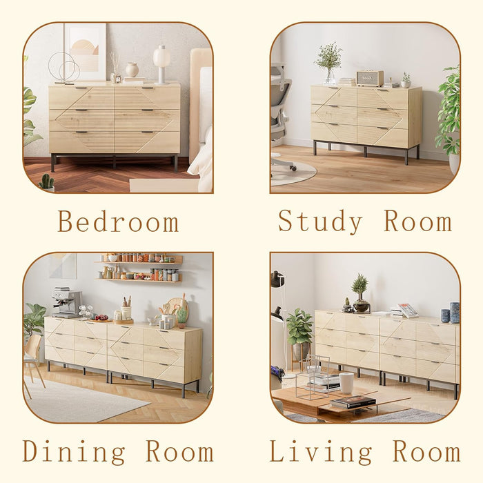 Espresso 6 Drawer Dresser With FarmhouseStyle Wood