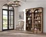 Traditional 8' Tall Wood Bookcase Wall with Ladder Office Storage Brown