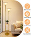 Dimmable Flower Floor Lamp with Table for Living Room, Modern Mid Century Gold Metal Tall Standing Lamp with 5Lbs Heavy Base for Bedroom/Sofa Beside/Corner Decor (Bulb Included)