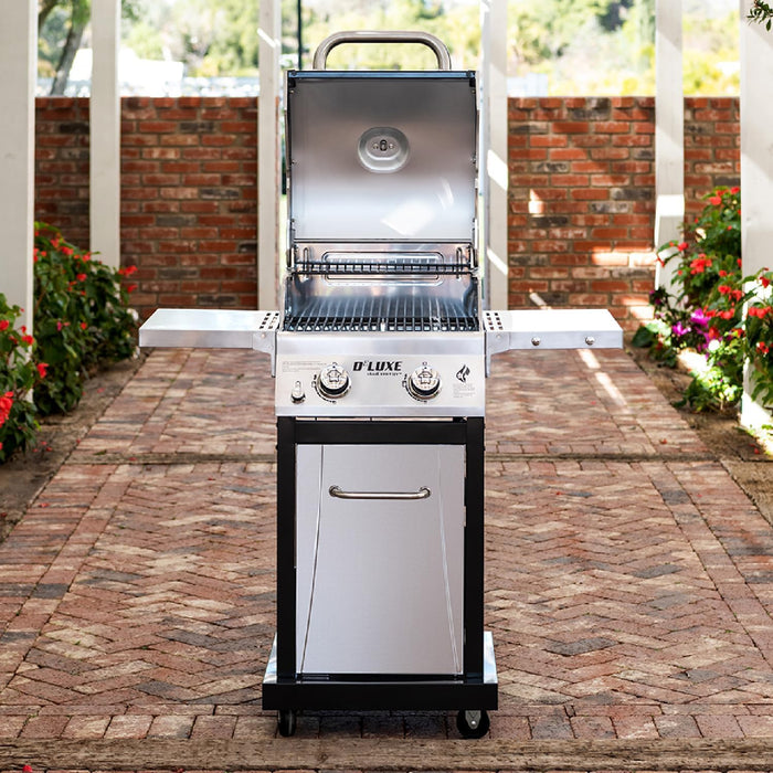 Deluxe 2-Burner Gas Grill with 401 SQ in Grate, 28000 Btus, Stainless Steel Control Panel & Foldable Side Table, Propane BBQ Grill for Outdoor Cooking, Patios, Backyards and More - 720-0864RA