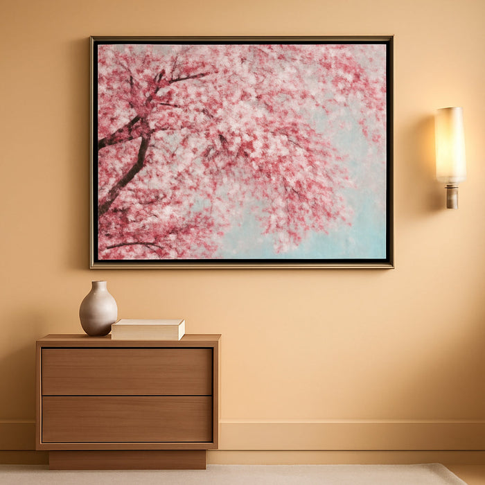 Plum Blossom Hand Painted Canvas Wall Art with Floating Frame