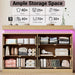 Dresser for Bedroom 6 Drawers with RGB LED Lights and Charging Station, 47.2" Wide Fluted Wooden Chest of Drawers, TV Stand Closet Clothes Storage Organizer for Living Room, Hallway, Oak