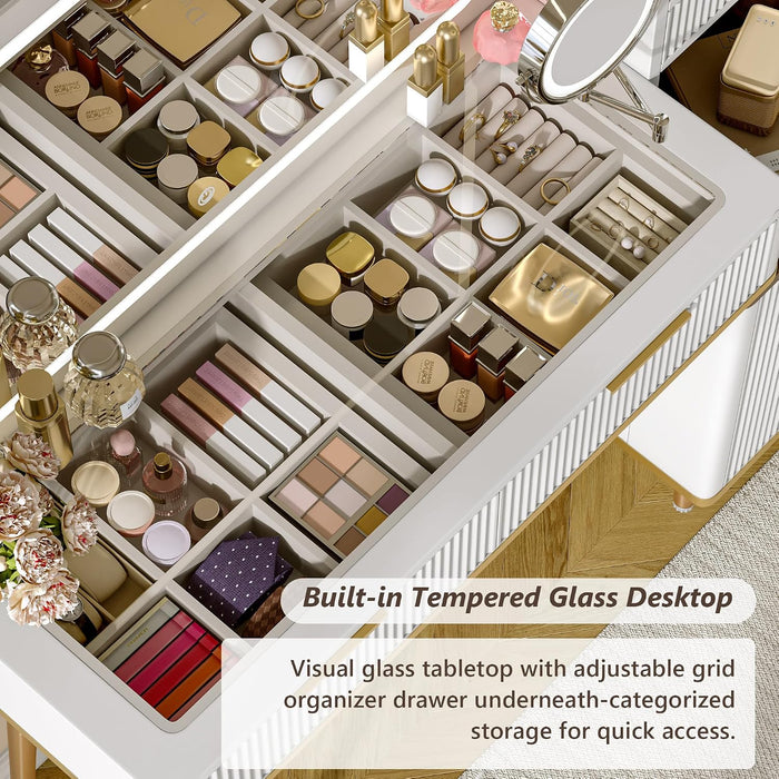 Vanity Desk With 5X MagnifyingMirror USBChargingPort