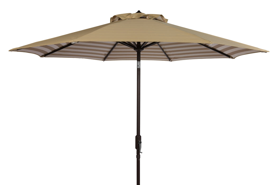 Athens 9' Market Crank Striped Patio Umbrella, Beige/White