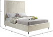Candacecream-Q Candace Collection Modern | Contemporary Velvet Upholstered Queen Bed, Cream Velvet Fabric, Deep Channel Tufting, Acrylic Legs, 65" W X 86" D X 65" H, Cream, Queen