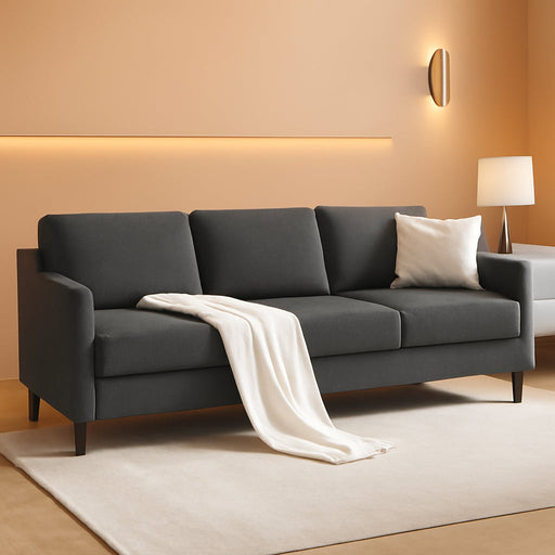 89 Inch ThreeSeater Upholstered Sofa DarkGrey LivingRoom