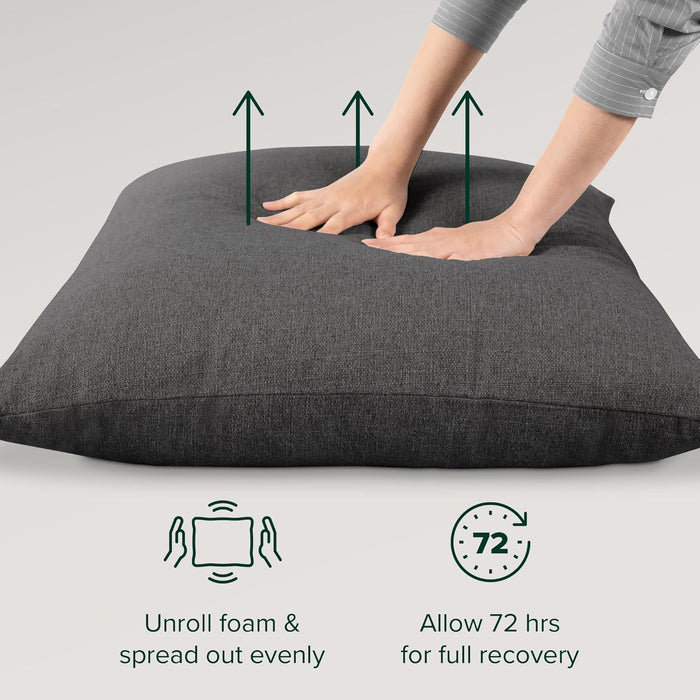 Aidan Sling Accent Chair, Metal Framed Armchair with Shredded Foam Cushioning, Dark Grey