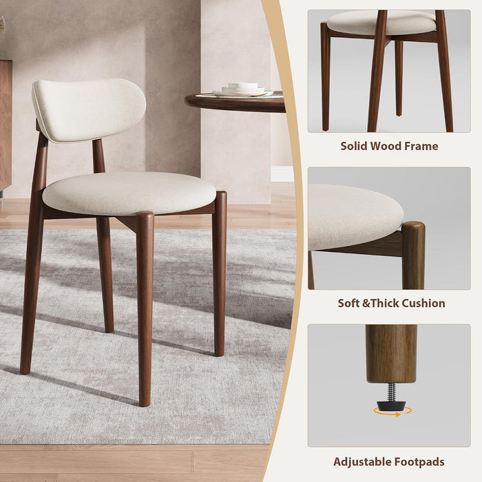 Modern Wooden Dining Chairs Set of 4, Upholstered Kitchen Chairs