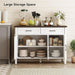48 Inch Buffet Cabinet with Storage, off White&Walnut