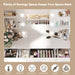 Makeup Vanity Desk with Mirror and Adjustable 10 LED Bulbs, White | Vanity Makeup Table with Power Outlets and Hairdryer Rack, Dressing Table with 3 Drawers & 2 Large Cabinet, 3 Color Lighting