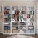85.5 Inch Tall Bookshelf with Doors - 7 Tier Bookcase with Glass Doors and Drawer, 23.6" Wide Storage Cabinet with Open Shelves for Living Room, White Book Shelf for Home Office, Study (AAAA)