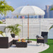 9Ft Patio Umbrella with Tassels, Fringe Portable Beach Umbrella, Umbrella Outdoor Patio with Crank Operating Mechanism, Tilting Aluminum Pole, Fiberglass Ribs for Garden, Pool, Cream