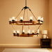 60" 2-Tier Wagon Wheel Chandelier 27-Light Extra Large Wood Chandeliers