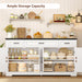 59" Buffet Cabinet with Storage, Sideboard Cabinet with 2 Adjustable Shelves & 3 Drawers, Coffee Bar Cabinet with 4 Doors for Living Room, White