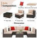 6 Pieces Patio Furniture Set Outdoor Couch Wicker Sectional Sofa, Beige