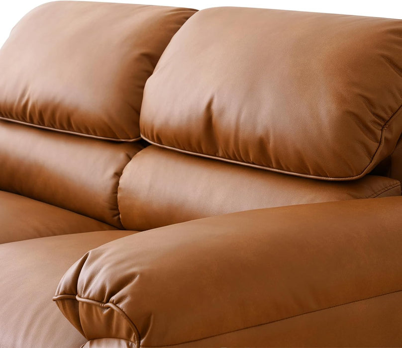 68 Inch PU Leather Loveseat MidCenturyModern Brown