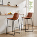 Bar Stools Set of 2, Faux Leather Barstools with Metal Legs | Counter Height 30 Inch Design, Armless with Back, Comfortable, Modern Finish, Kitchen Island, Brown
