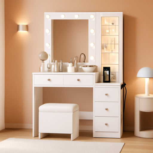 White Makeup Vanity Desk With PremiumLED Illumination