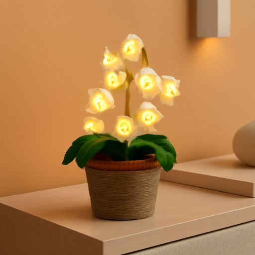 Lily of the Valley Lamp, Crochet Artificial Flowers with Night Lights, Cordless Table Lamp - Women Gift Ideas for Christmas Valentine Mother'S Day, Desk Home Decorations