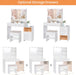 Makeup Vanity Desk with Mirror & 10 LED Lights Big Vanity Set with Charging Station, Nightstand, Drawers, Storage Shelves, Stool, Bedroom Dressing Table for Women Girls White UBDT13W