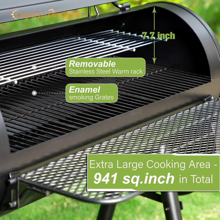 Heavy Duty Outdoor Smoker,Extra Large Cooking Area(941 Sq.In. in Total) Offset Smoker, Best Charcoal Smoker and Grill Combo for Outdoor Garden Patio and Backyard Cooking