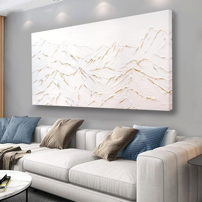 Large Abstract Mountain Wall Art White and Gold Wall Decor Aesthetic Canvas Painting Hanging Artwork for Living Room Bedroom Dining Room Office Home Decor 30X60 Inch