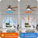 52 Inch Ceiling Fans with Lights,Remote Control Multifunctional Quiet Fan with Three Color Temperature and Dimmable Light with Reversible Blades Black