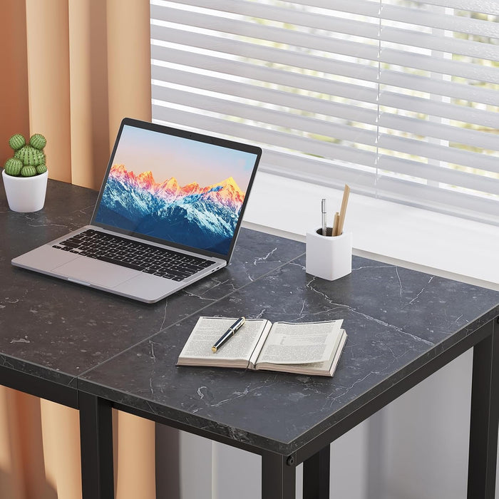Computer Desk 40 Inches with 2-Tier Shelves Sturdy Home Office Desk with Large Storage Space Modern Gaming Desk Study Writing Laptop Table, Black Marbling (Black Marbling, 40)
