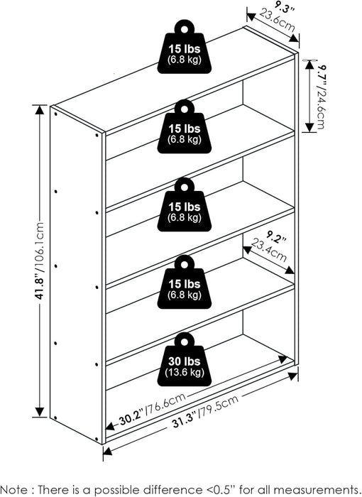 White 4Tier OpenBack Book Shelf With DisplayOrganizer