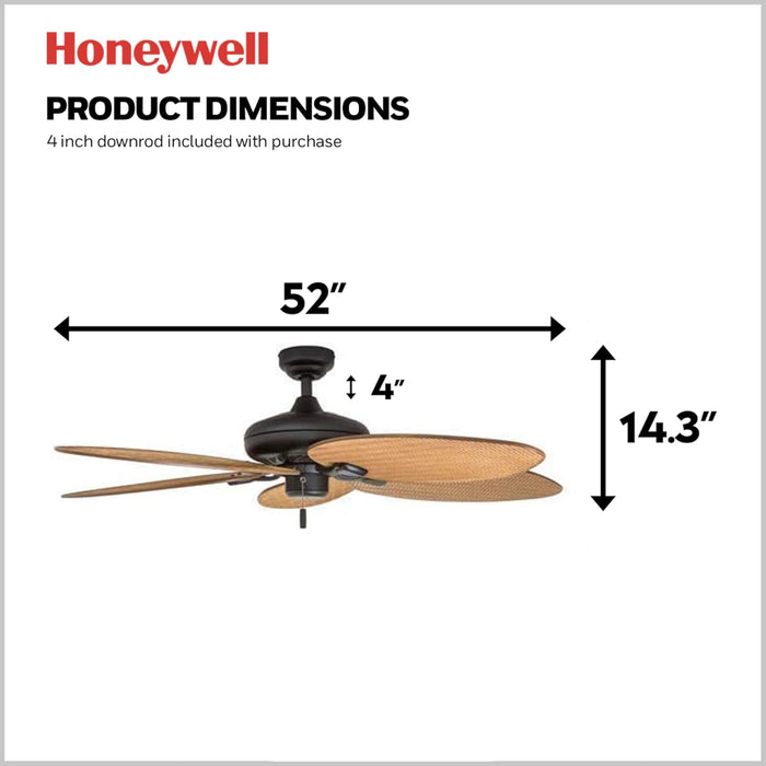 52Inch Palm Island IndoorOutdoor Ceiling Fan Bronze