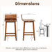 24.5" Bar Stools Set of 2, Counter Height Bar Stools W/Low Back & Footrest, Farmhouse Wooden Bar Dining Chairs, Armless Wood Barstools for Kitchen Island, Pub, Kitchen, Cafe, Breakfast, Brown