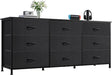 Dresser TV Stand for 65 Inch TV, 9 Drawer Dresser for Bedroom, Black