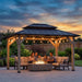 10' X 12' Outdoor Wood Gazebo,Metal Hardtop Gazebo,Color DIY Permanent Pavilion with Galvanized Steel Double Roof for Backyard, Garden(Windproof, Snow-Load Bearing, Waterproof, Rustproof)